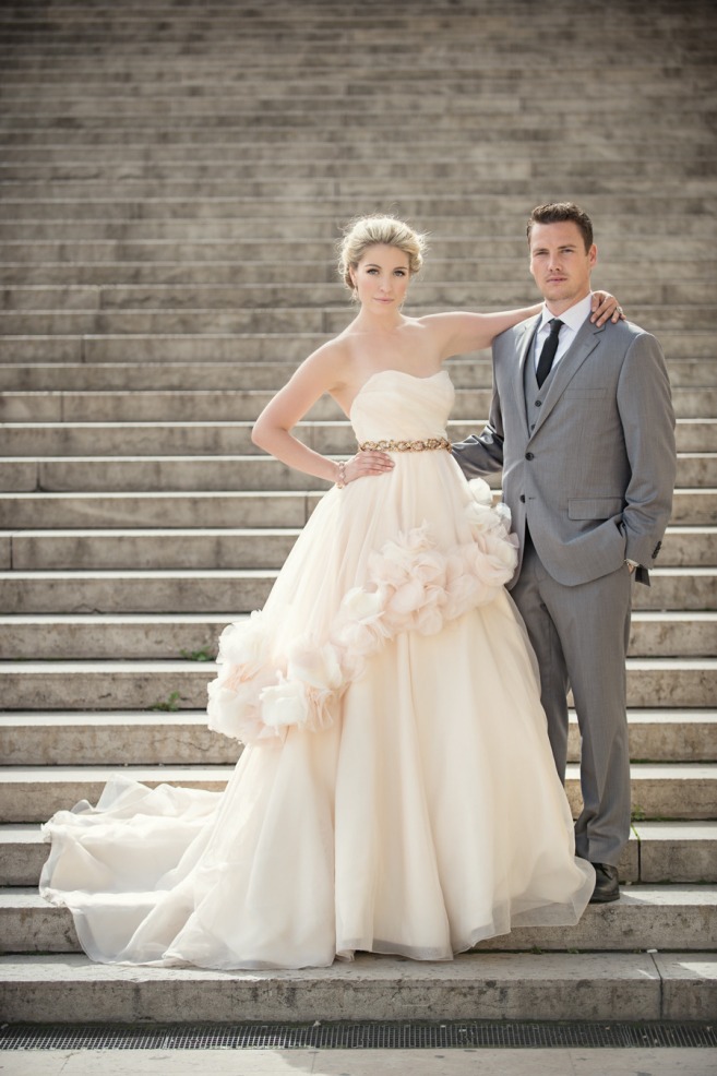 colored strapless wedding dress
